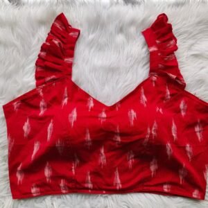Ikkat sleev frill sleevless blouse