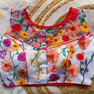 3D net embroidery partywear blouse
